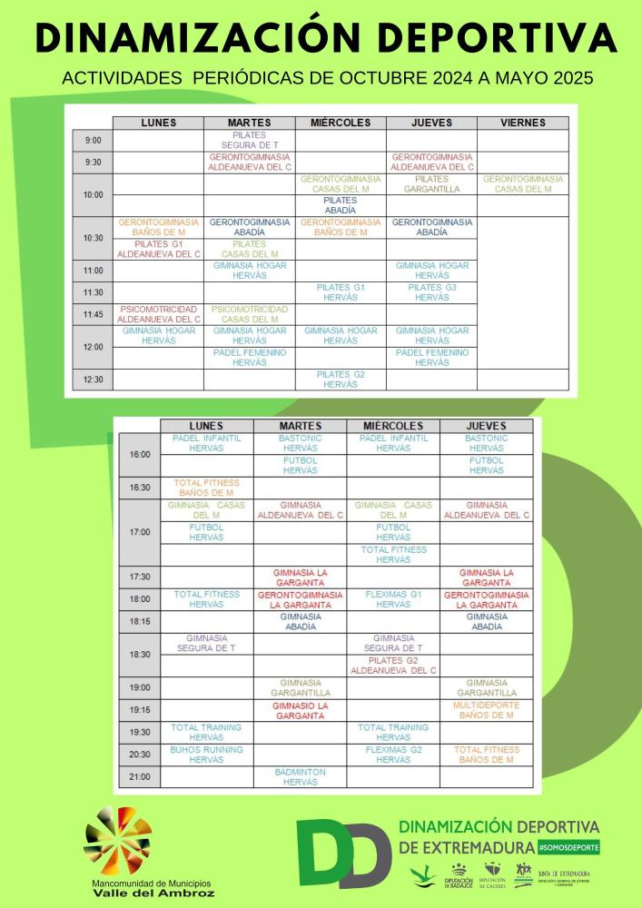 Imagen ACTIVIDADES DEL SERVICIO DE DINAMIZACION DEPORTIVA MANCOMUNIDAD VALLE DEL AMBROZ