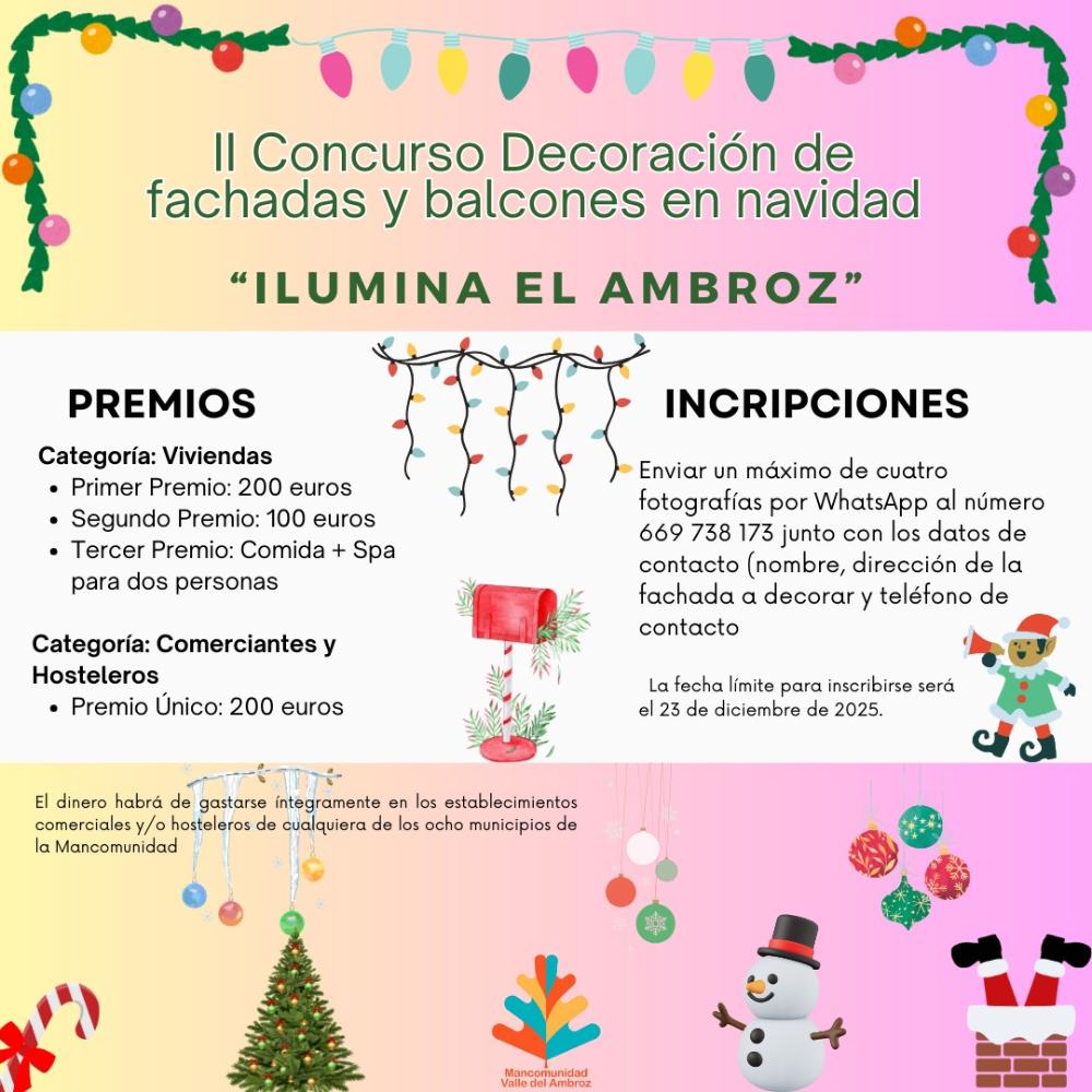 Imagen II CONCURSO DE DECORACIÓN E ILUMINACIÓN NAVIDEÑA DE FACHADAS Y BALCONES. NAVIDAD 2025” DE LA MANCOMUNIDAD DE MUNICIPIOS VALLE DEL AMBROZ